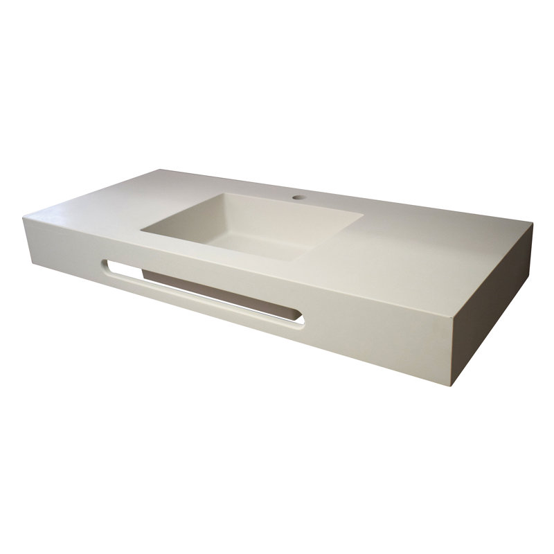 Belfry Bathroom Zoe 520mm W White Resin Rectangular Sink, 1200mm Basin