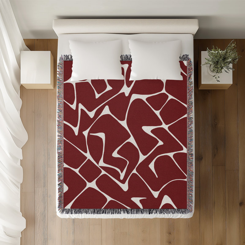 Jeté 100% coton abstrait Mola, L 60 po x l 60 po, Rouge