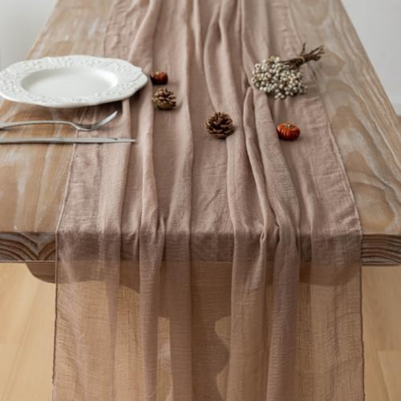 6Pcs Nude Cheesecloth Table Runner 120 Inches for Party Home Décor