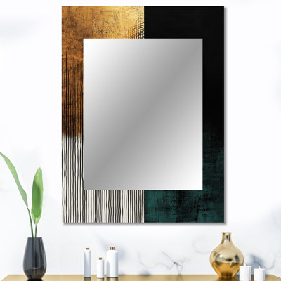 Golden Dark Moon Boundless Reverie - miroir géométrique, miroir mural décoratif moderne, impression d'art en métal