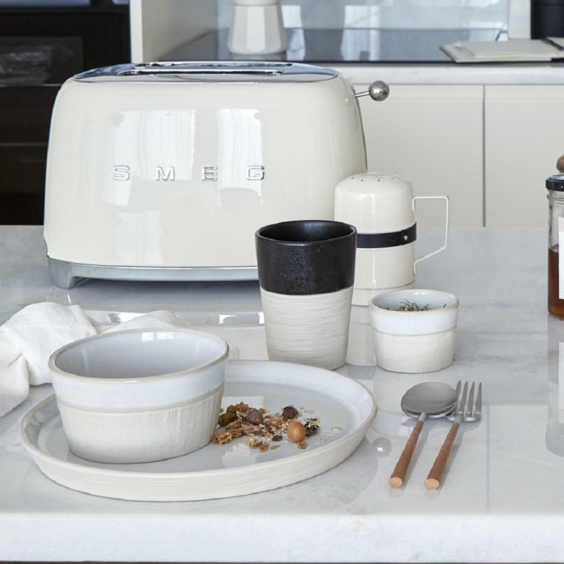 Nótos Stoneware Condiment Server, Dune Path
