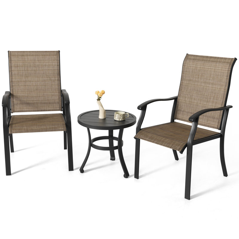 Outdoor 3-piece Bistro Set, PVC-coated polyester Fabric, Powder-coated Iron Frame