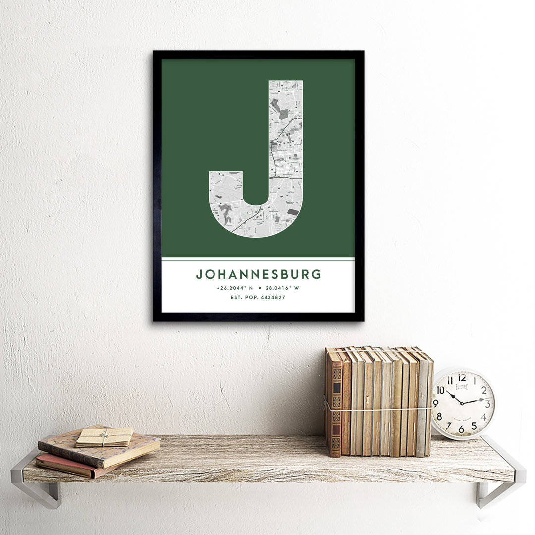 Johannesburg City Map Johannesburg Green - Single Picture Frame Typography