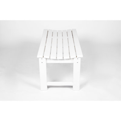 Banc Adirondack sans dossier avec texture en bois, siège en bois de poly pour patio, cour arrière, balcon, résistant aux intempéries avec protection UV, blanc