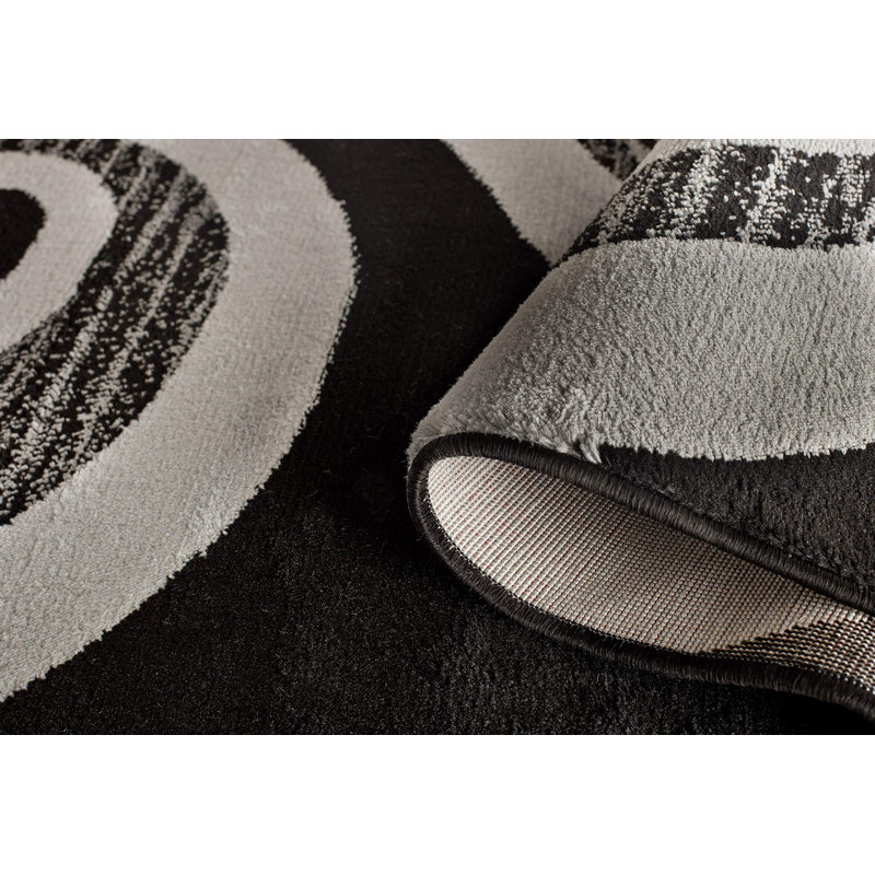 GloryRugs 4 x 6, noir, tourbillon, tapis moderne, Rectangle 5 pi 3 po x 7 pi