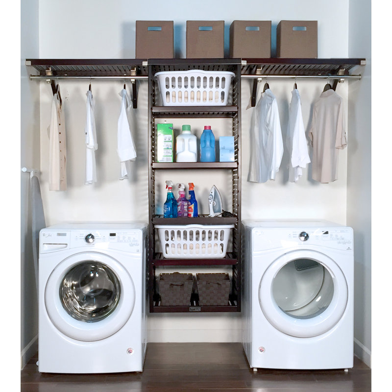 Organisateur de salle de lavage en bois massif John Louis Home, Espresso