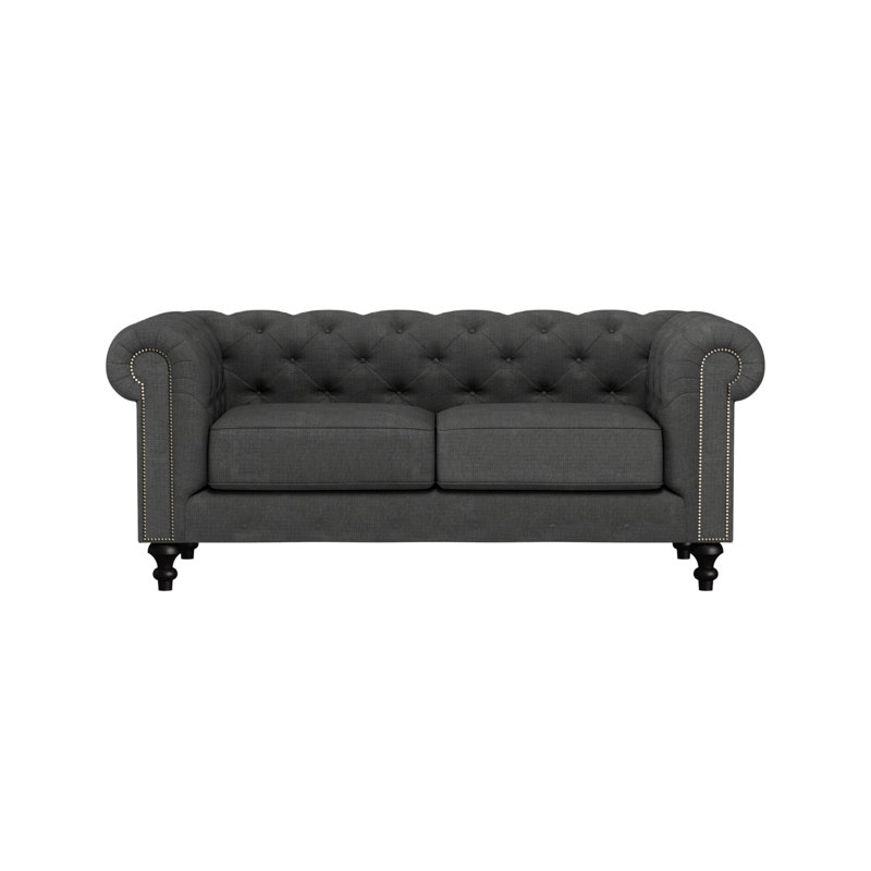 Canapé Chesterfield à accoudoirs roulés 72 po Etheredge, Revolution® gris anthracite