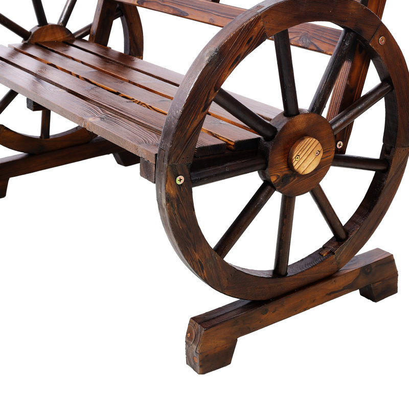 2 Wooden Bench, Brown, For Outdoor Relaxation Rustic Bench In Brown Garden Leisure