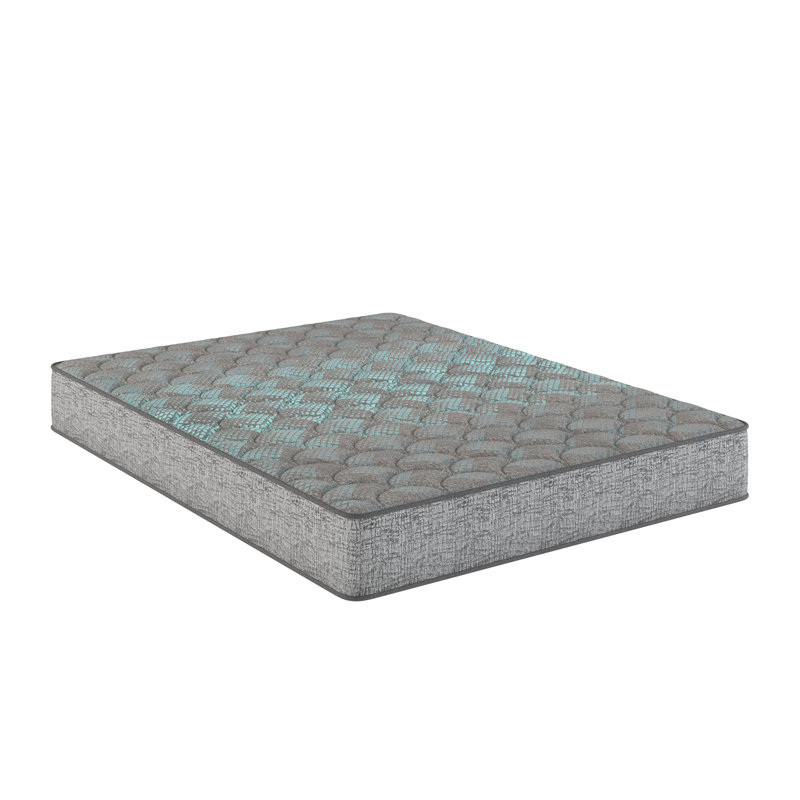 Matelas simple en mousse de 7 pouces, confort moyen, couleur gris + bleu, convient aux pièces, avec des couches douces et un matelas stable de 7 po en bleu, avec une base rembourrée
