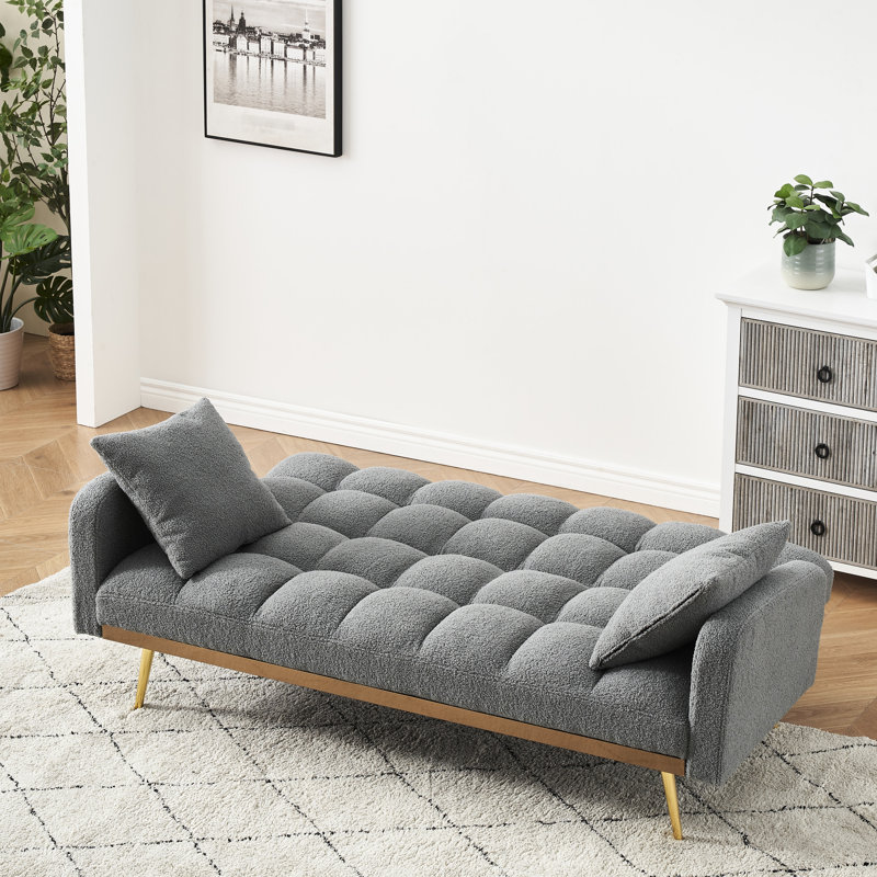 Gray 69 Inch Adjustable Bed For Small Living Room And Bedroom - Strong S Spring Seat Solid Wood + Artificial Board Frame
