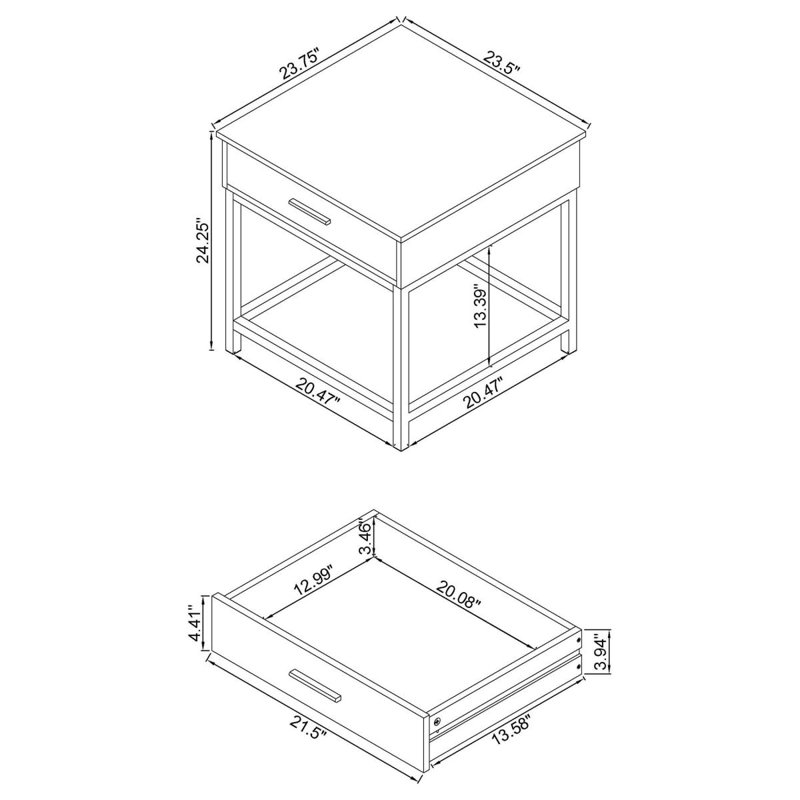 Ensemble de table basse et de table de bout 2 pièces Walton