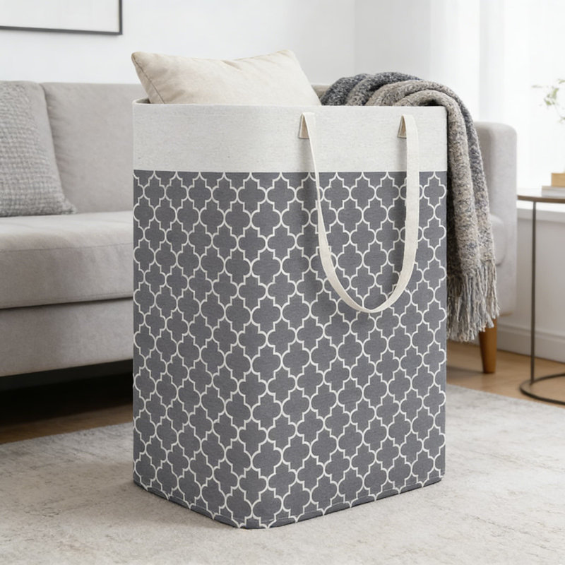 Large Capacity Foldable Fabric Laundry Hamper With Long Handles - 100L Storage Bin For Home, Office, Dorm - Multipurpose Collapsible Organizer With Lantern Design