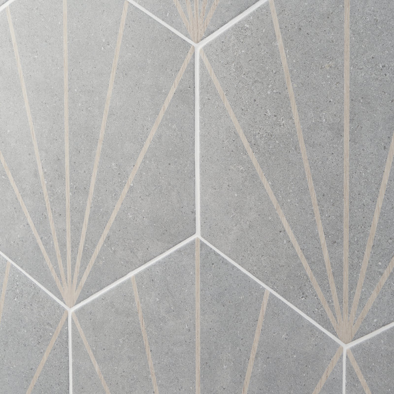 Arbor Hex Beams 13" x 14.5" Porcelain Wall & Floor Tile (10.51 Sq. Ft. / Case), Gray
