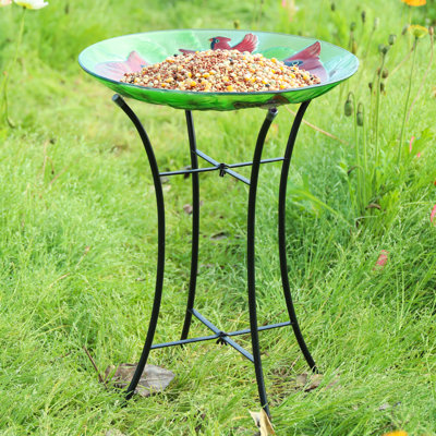 Bain pour oiseaux extérieur, bain d'oiseaux solaire, motif papillon, avec support en métal, attire les oiseaux, pour le jardin, les pelouses, le patio