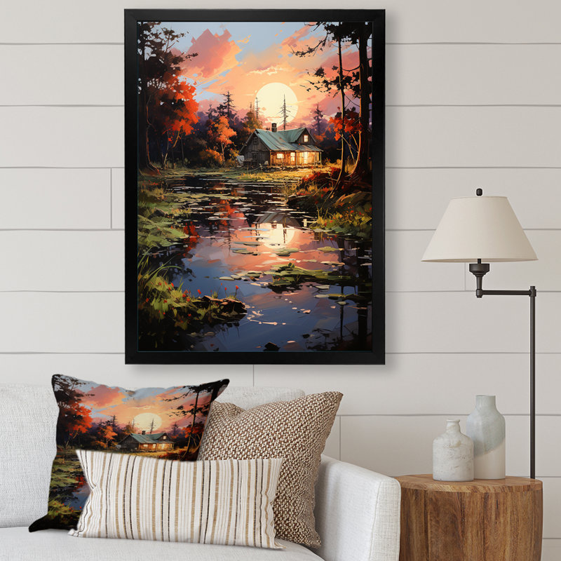 Charniqua Peach Lakehouse Journey Begins I, Cadre photo noir, H 44 po x l 34 po x P 1,5 po