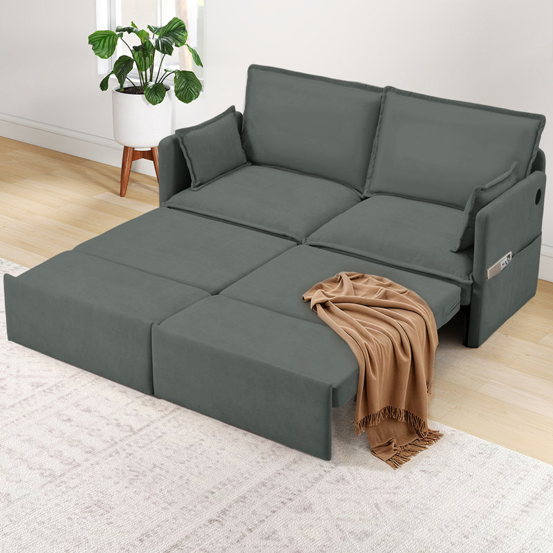 2 Seater Fabric Sofa Bed, Dark Grey