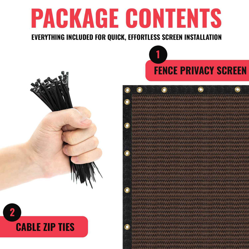 Brown Heavy-Duty Polyethylene Privacy Fence Screen with Grommets