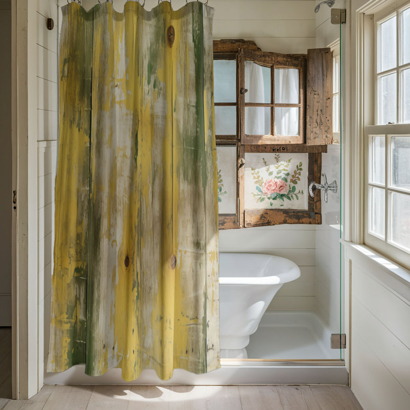 Vintage Wooden Planks - Premium Shower Curtain, 74"H x 71"W