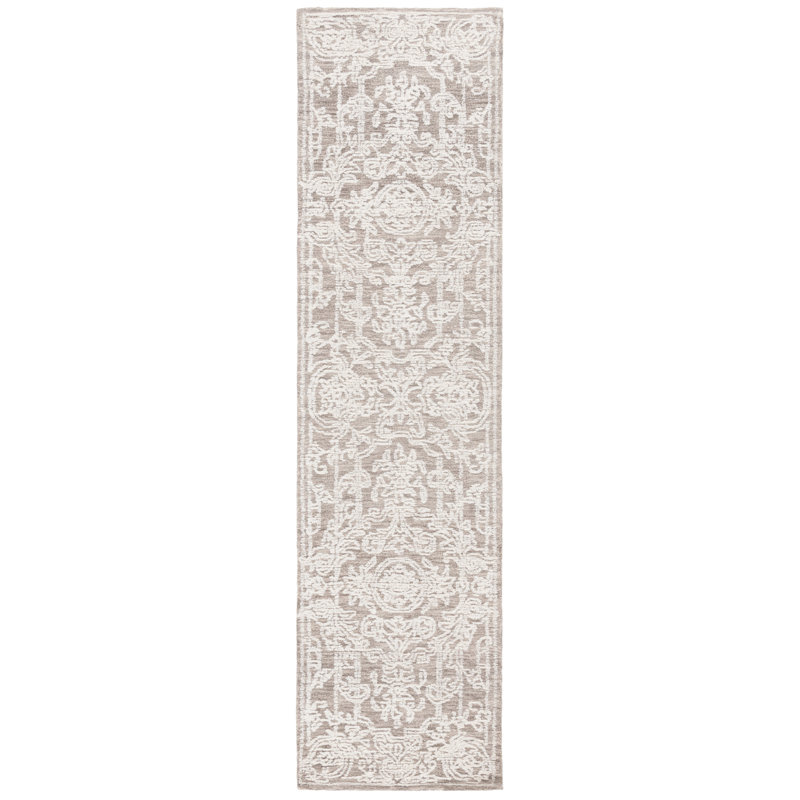 Phillippe Ebony Hand Tufted Wool Cotton Oriental Rug in Dark Gray/Ivory, Runner 2'3" x 9'