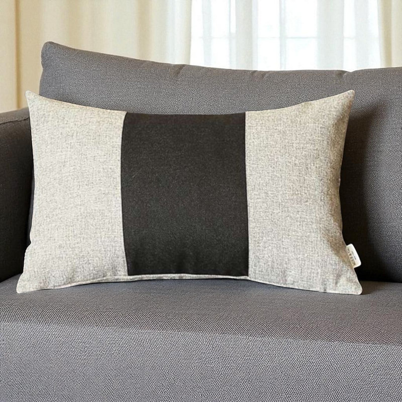 Coussin lombaire gris et noir, Gris/noir, H 12 po x l 20 po, Polyester