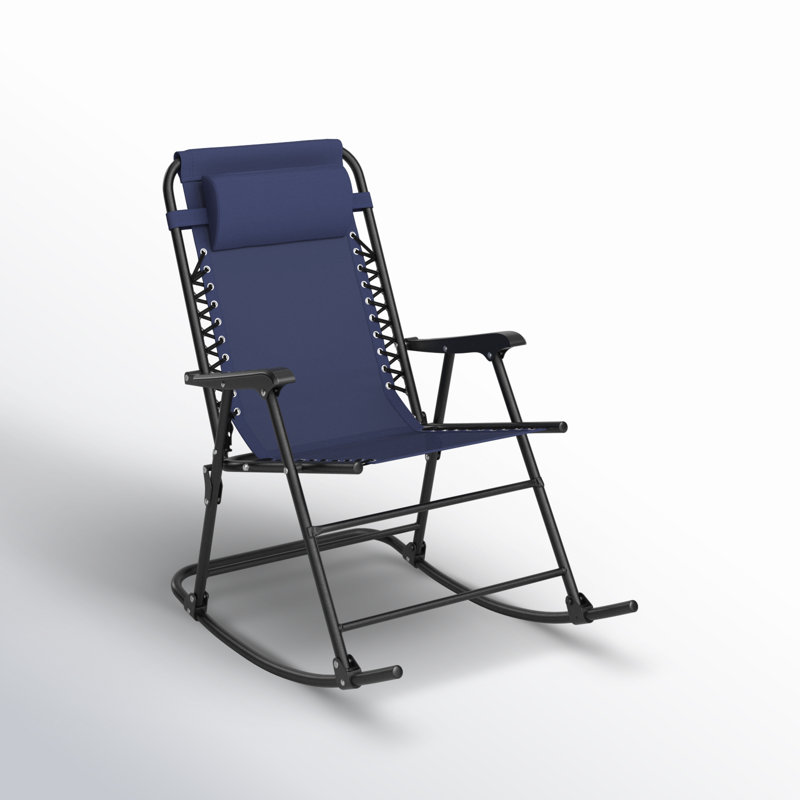 Chaise berçante d'extérieur en métal Barthelus, Bleu