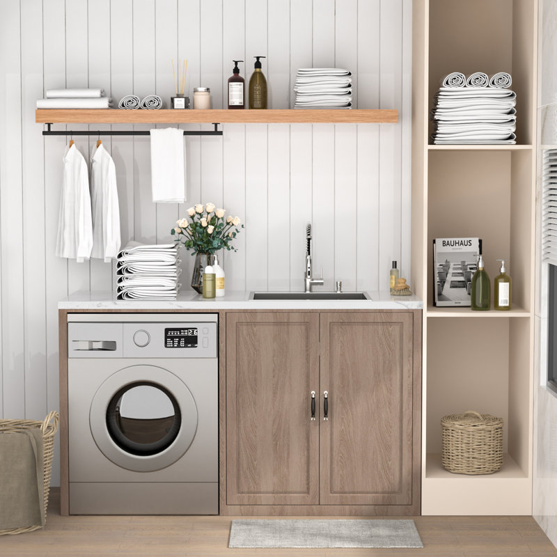 Évier utilitaire encastrable 25 po L 25 po x l 22 po avec distributeur de savon, Robinet à ressort