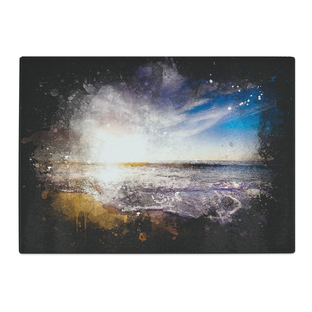Sunset over a Californian Beach Paint Splash Chopping Board
