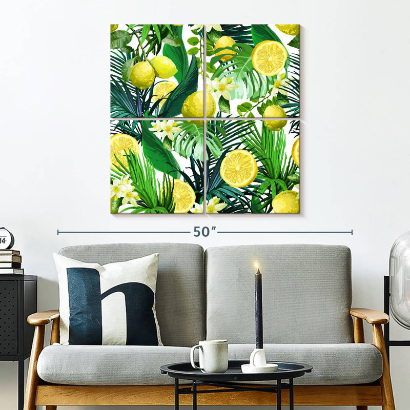Yarlin, feuilles et citrons, H 32 po x l 32 po