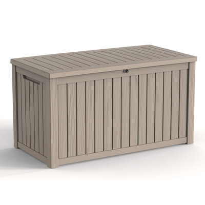 54.28"W 180 Gallon Water Resistant Resin Lockable Deck Box(Light Brown/Gray)