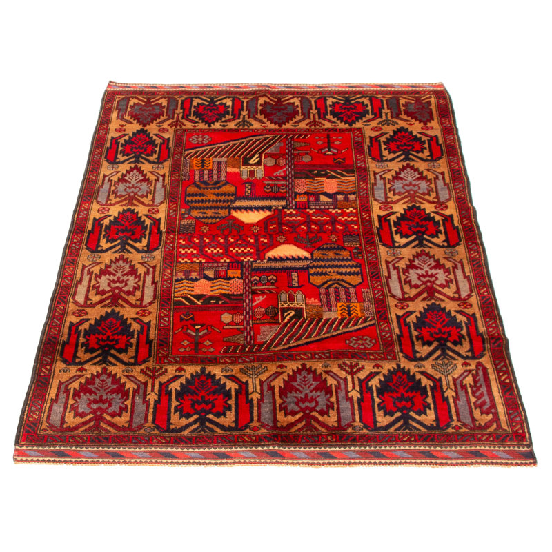 Tapis rouge Teimani 4 pi 7 po x 6 pi 7 po