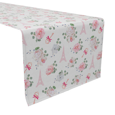 Rectangular Floral Cotton Twill Table Runner