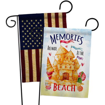 Drapeau de jardin 13" x 18,5" à impressions côtières beach souvenirs