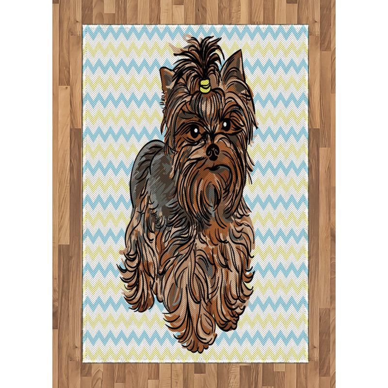 Yorkie High Density Long Fiber Poly Threads Decorative Area Rug Carpet, Rectangle 4' x 5'8"