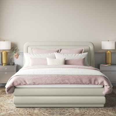 Lit plateforme en tissu d'ameublement