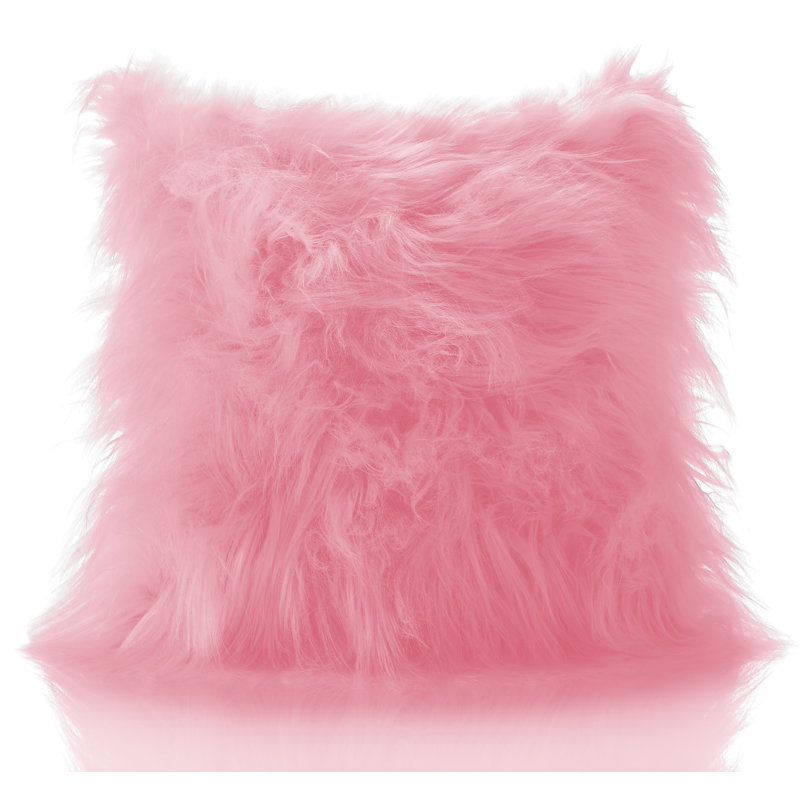 Jebediah Faux Mohair Cushion with Filler Pad, Cerise
