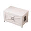 Bibliothèque blanche avec bac à litière, en bois avec porte de grange, convient à plusieurs tailles, crée un meuble-lavabo intelligent pour animaux de compagnie et maintient une belle maison