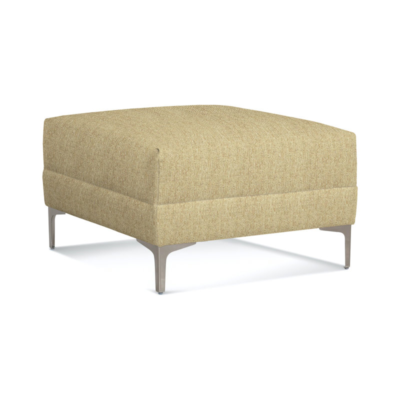Alexa Square Boucle and Cotton Ottoman, Beige Sugar Performance Polypropylene/Olefin