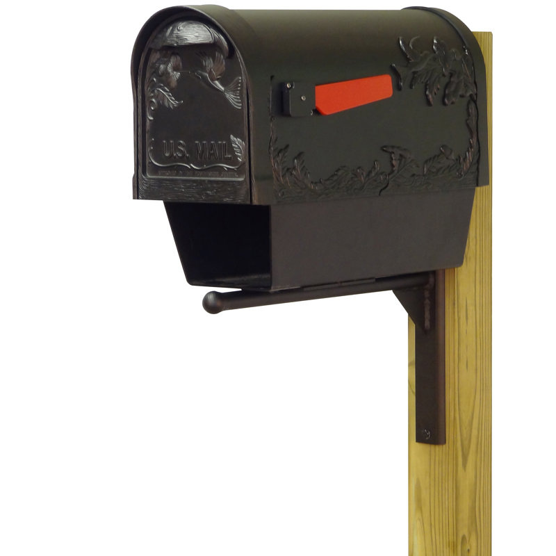 Hummingbird Aluminum Post Mounted Mailbox with Magnetic Closure