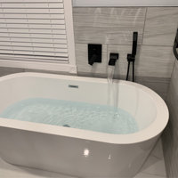 Woodbridge W-B0002-B 66 x 31.75 Freestanding Soaking Acrylic Bathtub Color: White/Brushed Nickel