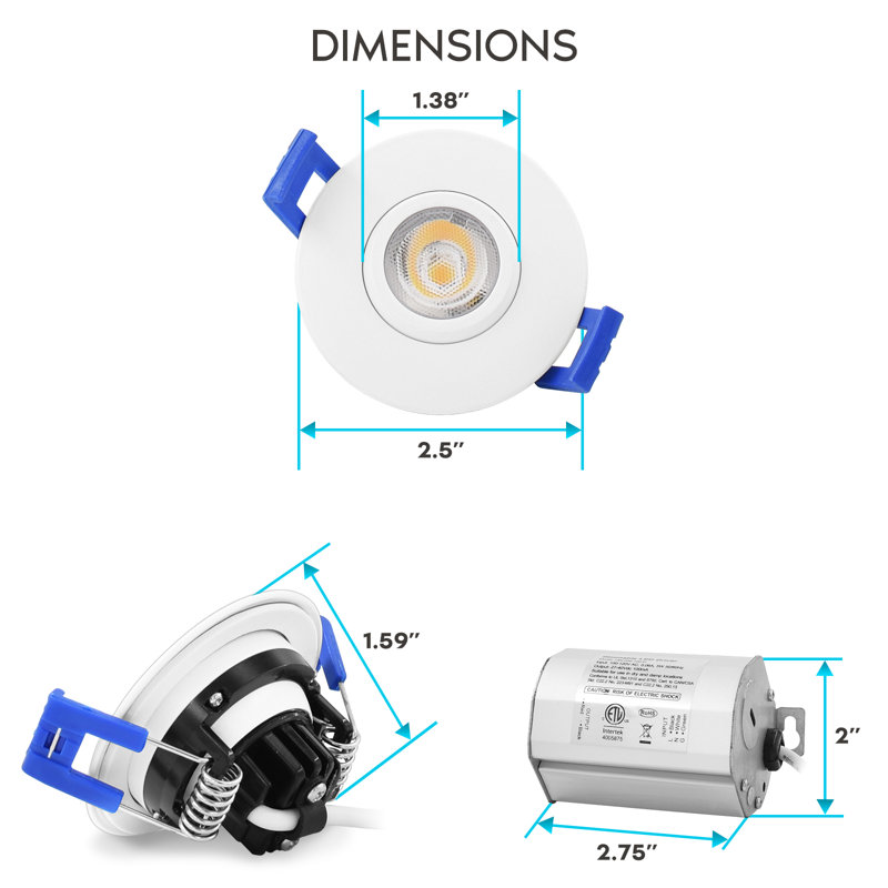 2" Gimbal Selectable CCT Remodel IC LED Retrofit Recessed Lighting Kit