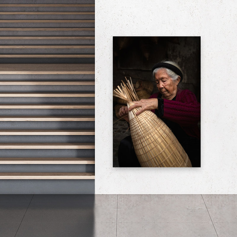 Elderly Artisan Weaving Traditional Bamboo Wall Art Print 1 Piece Wrapped Canvas Wall Art, 152.4cm H x 101.6cm W