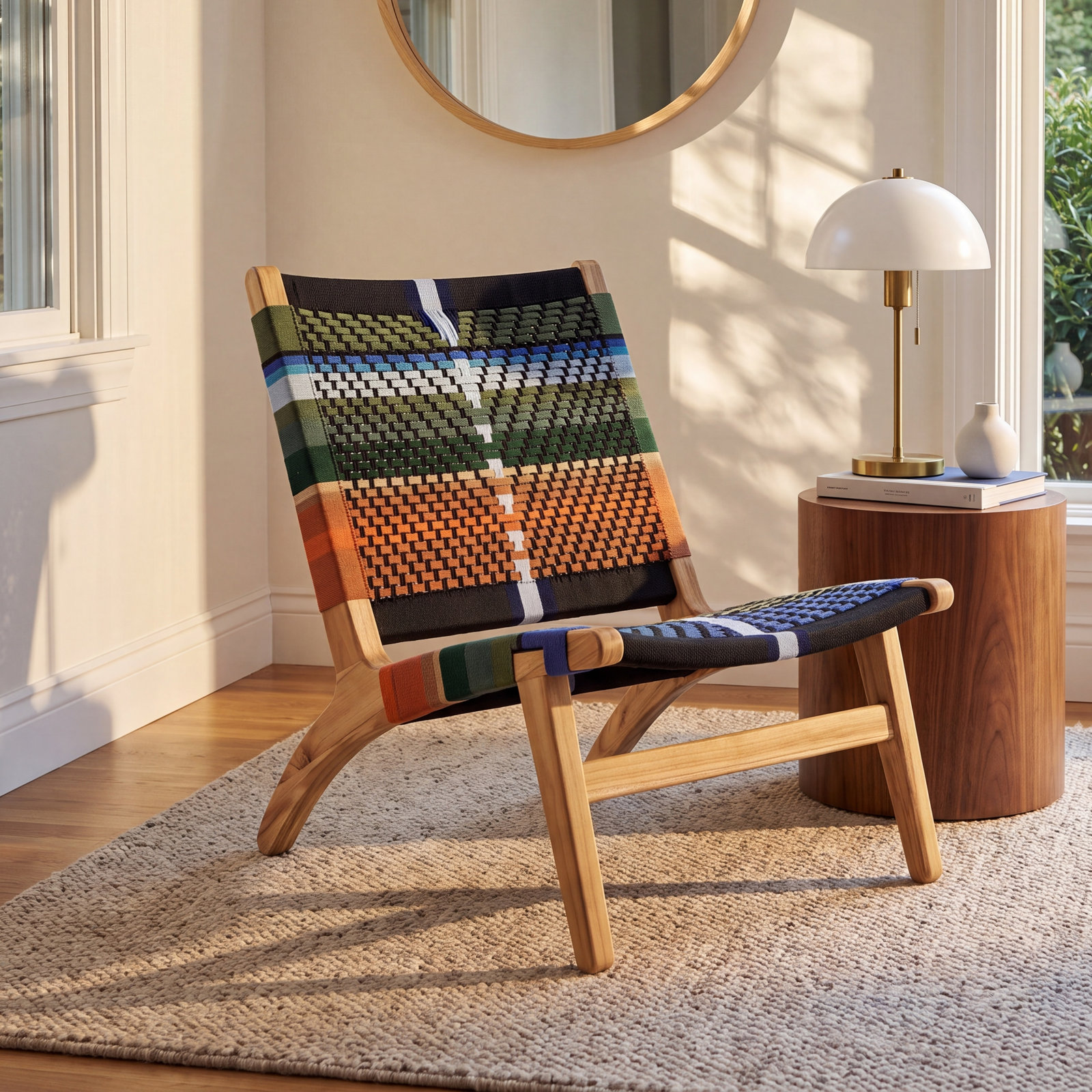 Masaya Upholstered Accent Chair, Mot Mot Manila, Teak