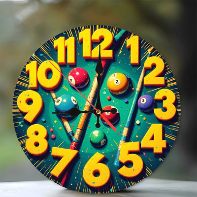 horloge colorée avec boules de billard