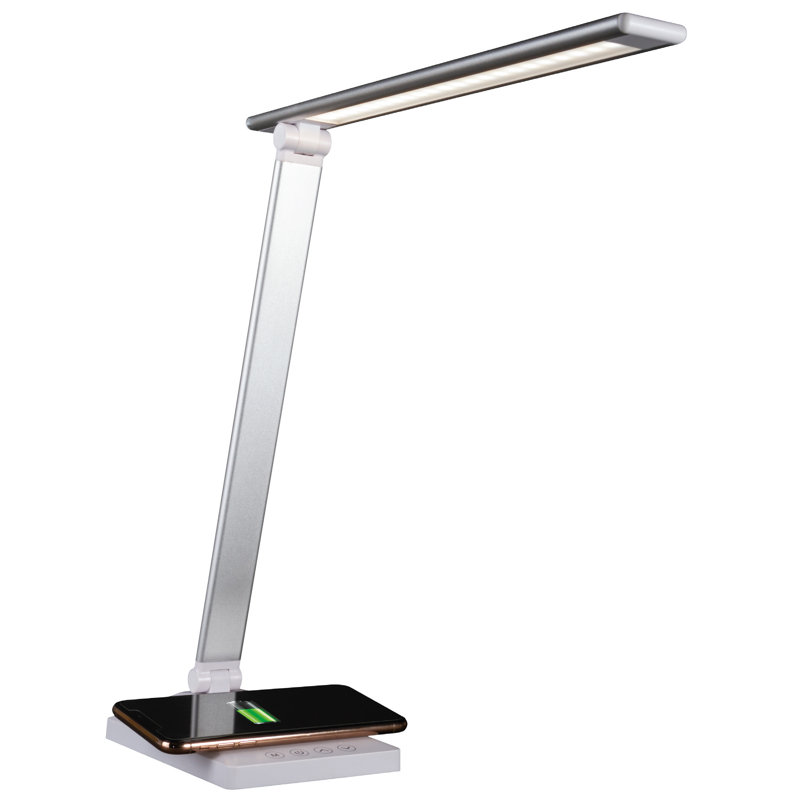 Lampe de bureau à DEL avec bras et abat-jour réglables à charge sans fil OttLite Entice, 3 températures de couleur