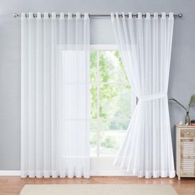 Morones 2 Extra Large White Sheer Curtains for Large Windows in 3 Sizes