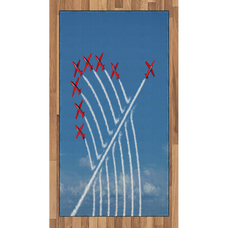 Airplane High Density Long Fiber Poly Threads Decorative Area Rug Carpet, Rectangle 2'7" x 5'