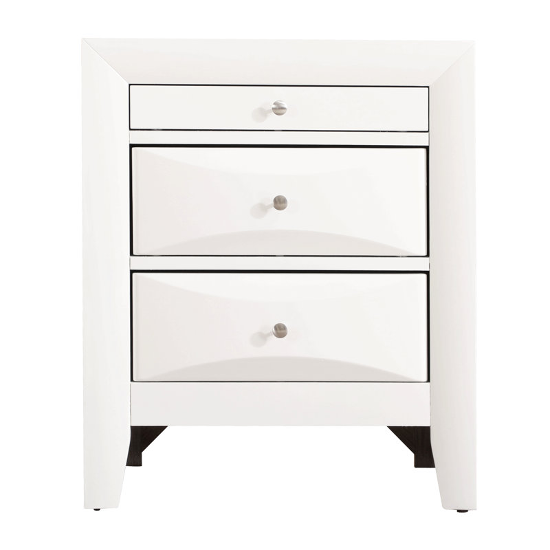 Elegant Contemporary White Nightstand, White