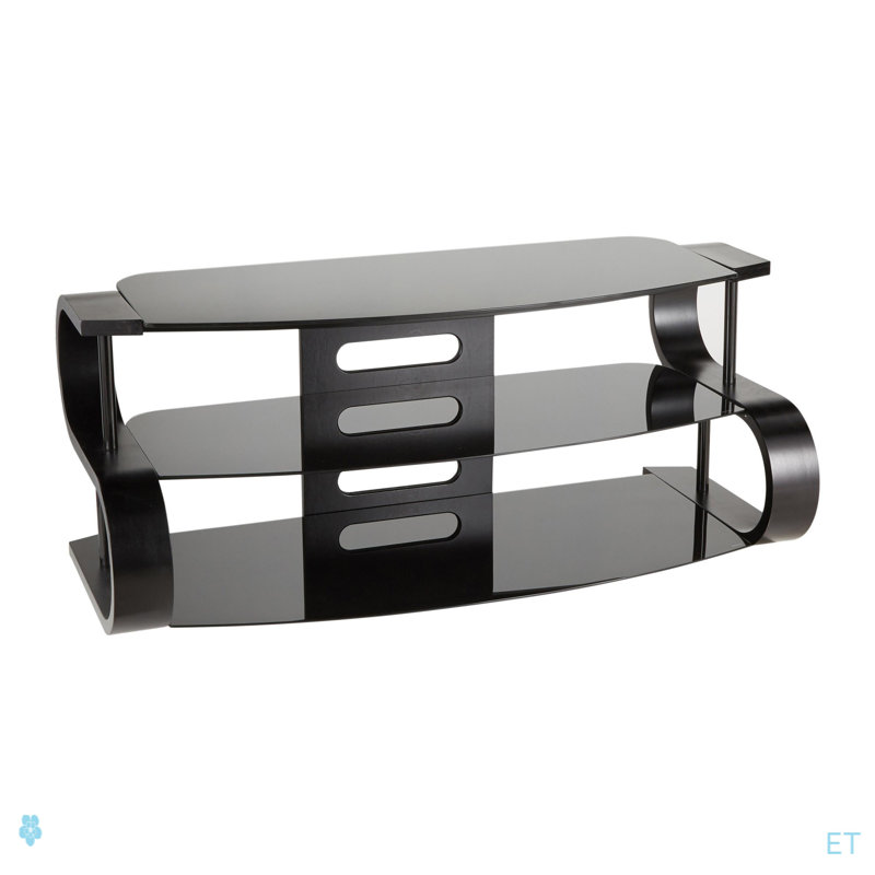 Meuble télé 120 en bois noir et verre noir par Lumisource