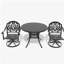 3-Piece All-Weather Cast Aluminum Dining Set, Include 2 Swivel Chairs and 39.37" Round Table With Black Frame