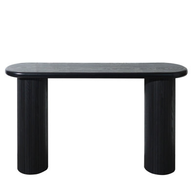 Wood Console Table, Modern Black Console Table, 56" W Fluted Entryway Table, Black Entry Table Narrow Console Table Modern Hallway Table Modern Sofa Table for Living Room